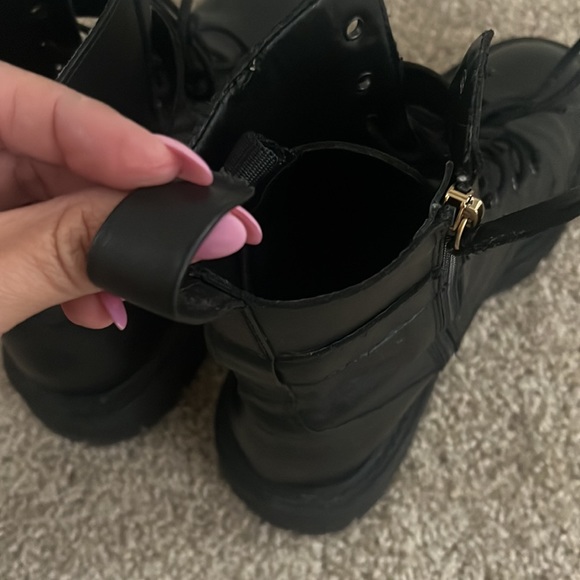 Zara Black Leather Combat Boot - Picture 6 of 6
